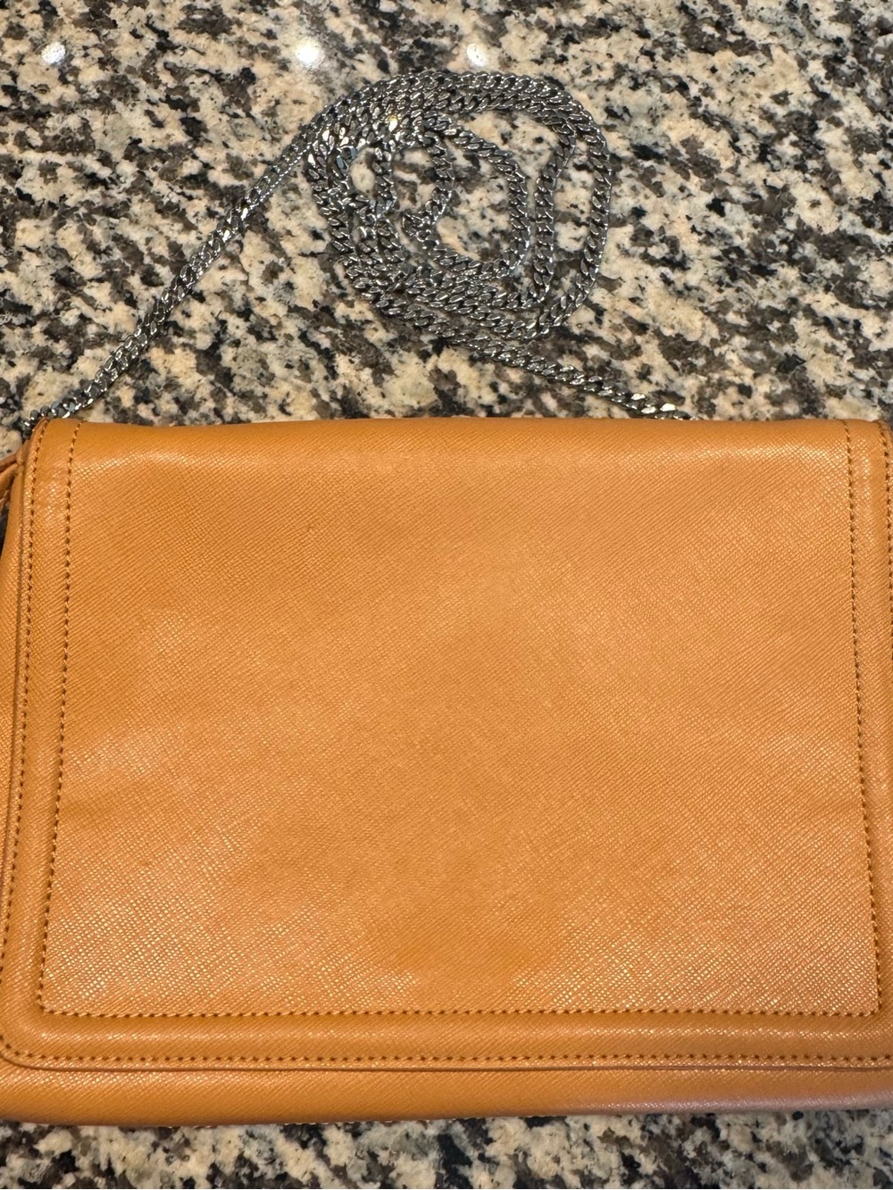 Saks Fifth Avenue Leather Women's Tan Leather Chain Crossbody Bag NWOT